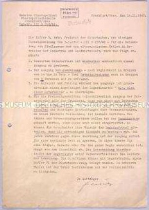 Anweisung der Gestapo Frankfurt (Oder) zur Behandlung von ausländischen Zwangsarbeitern