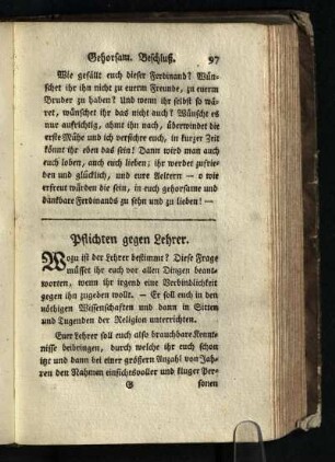Pflichten gegen Lehrer