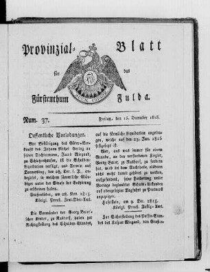 Num. 37., Ausgabe vom 15. Dezember 1815