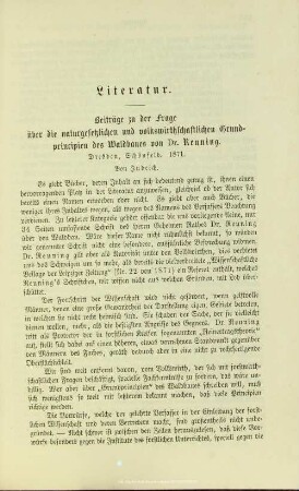 II.1. Beiträge zu der Frage über die naturgesetzlichen und volkswirthschaftlichen Grundprincipien des Waldbaues von Dr. Reuning