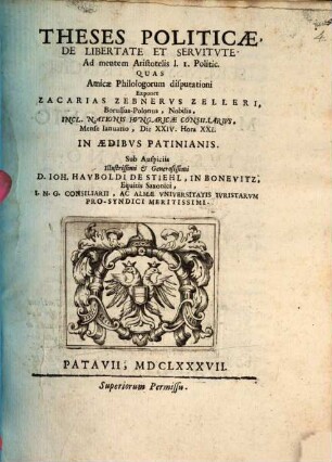Theses politicae de libertate et servitute