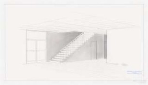 Büro- und Werkgebäude, Berlin-Marienfelde (Erweiterung Schindler-Aufzüge) 2. Projektstufe: Eingangshalle. Perspektivische Ansicht