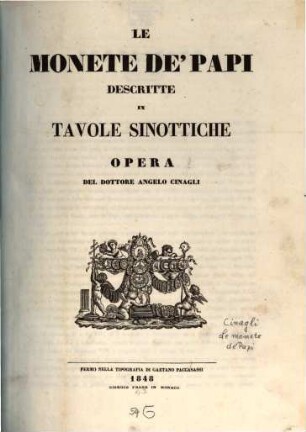 Le monete de'Papi descritte in tavole sinottiche