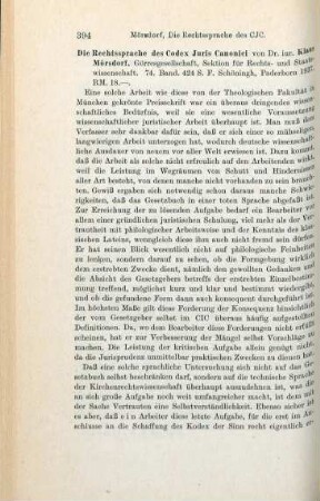 394-396 [Rezension] Mörsdorf, Klaus, Die Rechtssprache des Codex Juris Canonici
