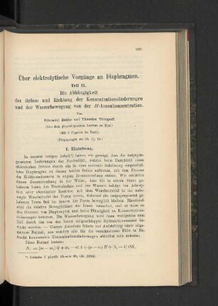 Über elektrolytische Vorgänge an Diaphragmen. Teil II.