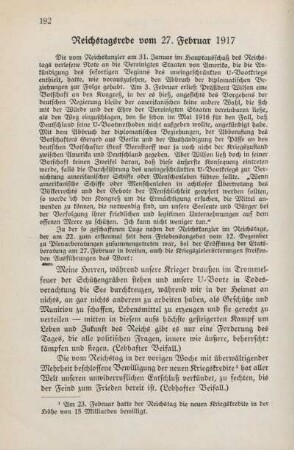 Reichstagsrede vom 27. Februar 1917