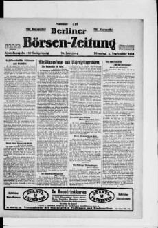 Berliner Börsen-Zeitung, Abendausgabe