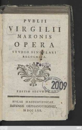 Pvblii Virgilii Maronis Opera : Stvdio Singvlari Recognita