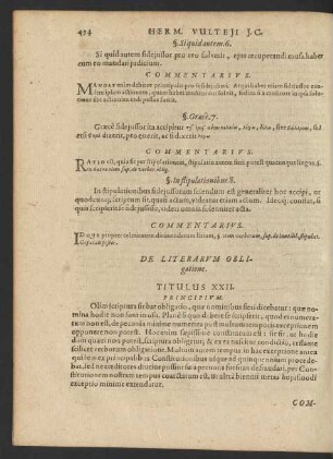 De Literarum Obligatione. Titulus XXII.