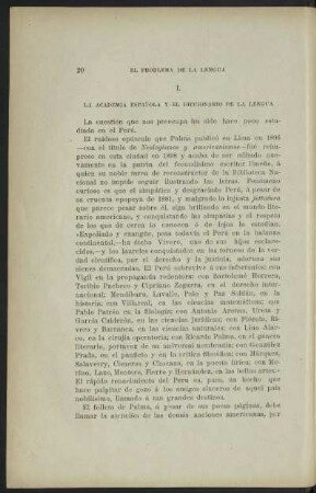 I. - La academia española y el diccionario de la lengua