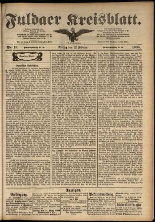 Zweite Ausgabe vom Freitag, den 12. Februar 1904.
