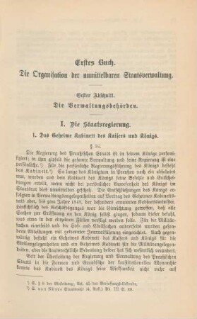 Erstes Buch. Die Organisation der unmittelbaren Staatsverwaltung