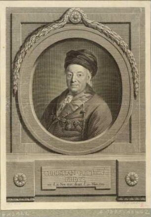 Bildnis des Leipziger Bankiers und Kaufmanns Christian Gottlob Frege, Brustbild im Oval nach links
