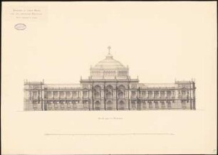 Reichstag, Berlin Zweiter Wettbewerb: Ansicht gegen den Königsplatz 1:200