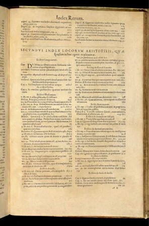 Secundus Index Locorum Aristotelis, quae sparsim in hoc opere explicantur.