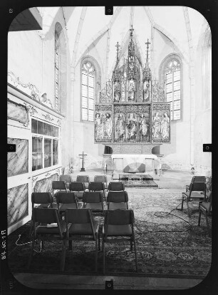 Saalfeld/Saale-Graba. Pfarrkirche St. Gertrudis (1212/1213, 1476/1479). Inneres nach Osten zum Altar