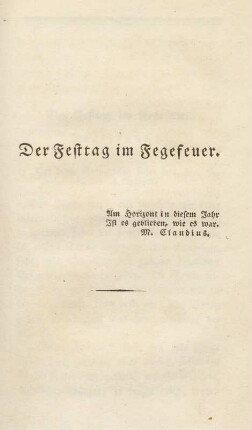 Der Festtag im Fegefeuer