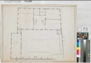 Münster (Münster) Gymnasium Paulinum Grundriß 1. Stockwerk 1786 50 Fuß = 16,7 cm 49 x 65 kol. Zeichnung KSM Nr. 1007