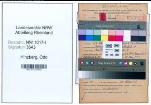 Entnazifizierung Otto Hinzberg , geb. 01.07.1902 (Schleifer)
