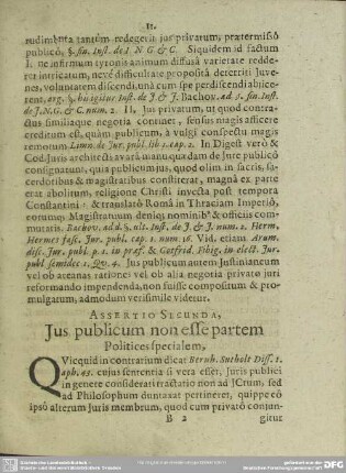 Assertio Secunda, Jus publicum non esse partem Politices specialem
