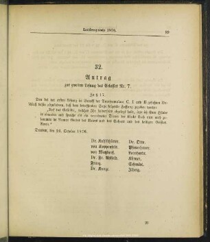 32. Antrag zur zweiten Lesung des Erlasses Nr. 7