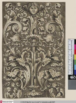 [Ornamentpaneel mit Leuchter und Cherub; Hochfüllung]
