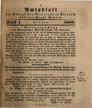 Amtsblatt der Regierung in Potsdam. 1860