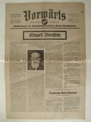 Zentralorgan der SPD "Vorwärts" zum Tod von Eduard Bernstein