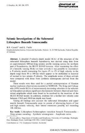 Seismic investigations of the subcrustal lithosphere beneath Fennoscandia