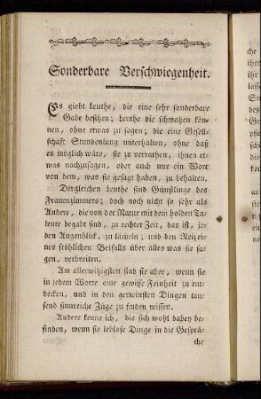 Sonderbare Verschwiegenheit.