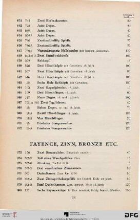 Fayence, Zinn, Bronze (Nr. 673-691)