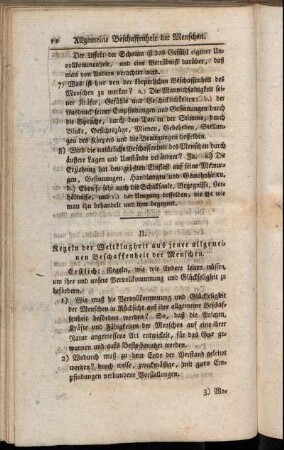 II. Regeln der Weltklugheit aus jener allgemeinen Beschaffenheit der Menschen.