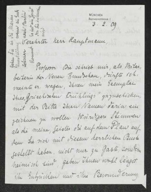 Brief von Annette Kolb an Gerhart Hauptmann