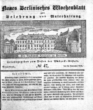 No. 47, Sonnabend, den 19. November 1831.