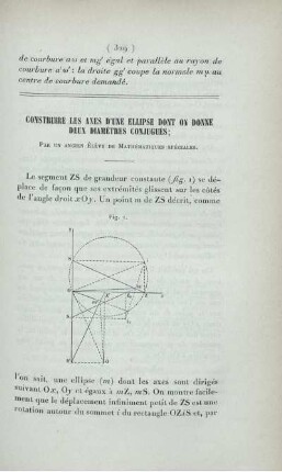 Construire les axes d'une ellipse dont on donne deux diamètres conjugués.