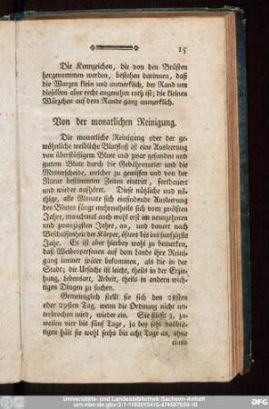 Von der monatlichen Reinigung.