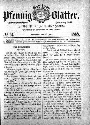 No. 24, Sonnabend, den 13. Juni