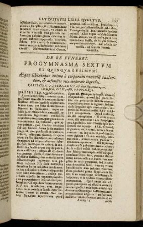 De Re Funebri. Progymnasma Sextum Et Quinquagesimum. - Progymnasma Septimum Et Sexagesimum.