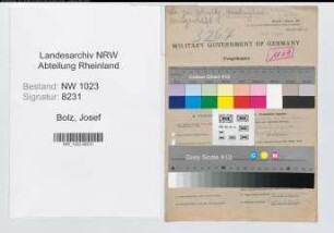 Entnazifizierung Josef Bolz , geb. 23.02.1890 (Bauhelfer)