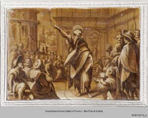 Freskenzyklus mit biblischen Darstellungen und Stilleben : Der Heilige Markus predigt in Alexandria