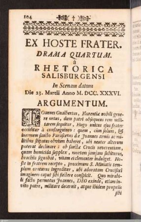 Ex Hoste Frater. Drama quartum. Argumentum.