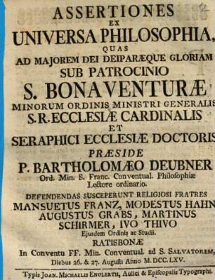 Assertiones ex universa philosophia