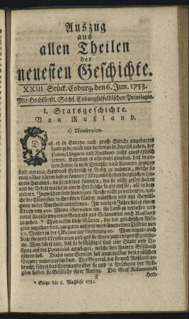 XXIII. Stück. Coburg, den 6. Jun. 1753.