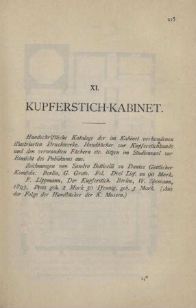 XI. Kupferstich-Kabinet