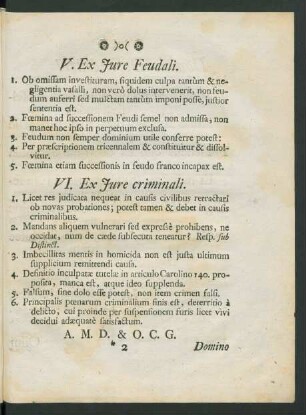 V. Ex Iure Feudali.