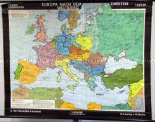 Schulwandkarte von Europa nach dem 2. Weltkrieg