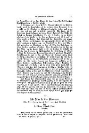 Die Frau in der Litteratur : ein Streifzug durch litterarisches Gebiet ; (Schluß)