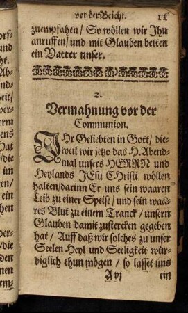 2. Vermahnung vor der Communion.