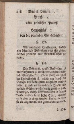 Hauptstück 1. von der peinlichen Gerichtbarkeit.