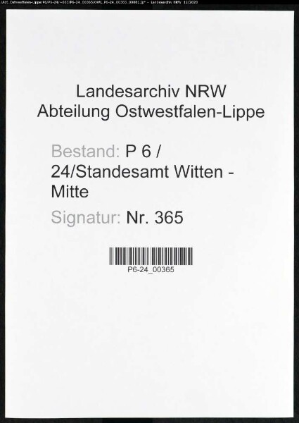Sterberegister Standesamt Witten-Mitte
